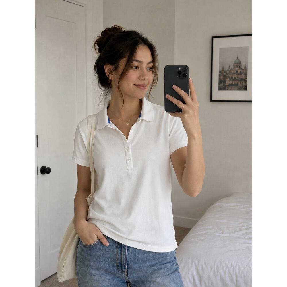 Old Navy White Short Sleeve Polo Shirt Sz Xxl NWT Women’s